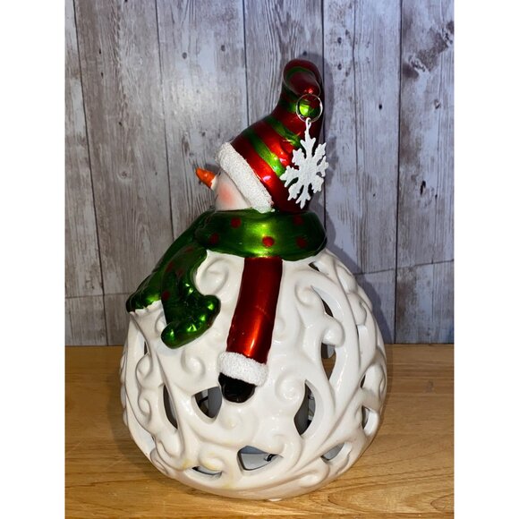 Home Reflections 7” Porcelain Snowman Flameless Candle Luminary Battery Operated - Picture 2 of 8